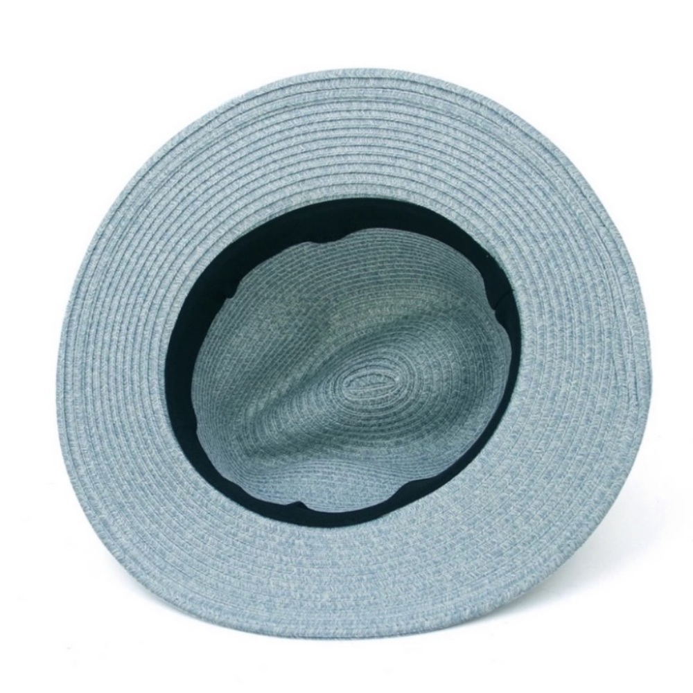 Beige Woven Straw Aztec Belted Fedora Hat - Picture 3 of 3